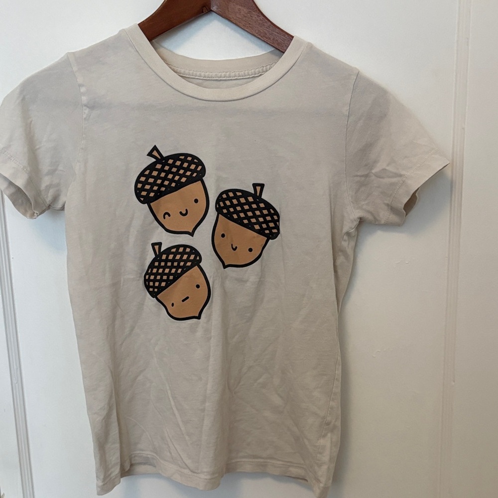 Mochi Kids Beige Acorn Print Tee